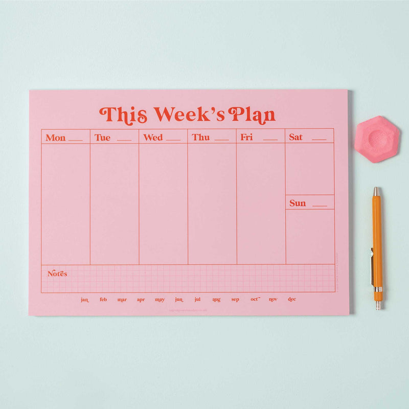 Weekly Planner Pad A4 - Pink & Red