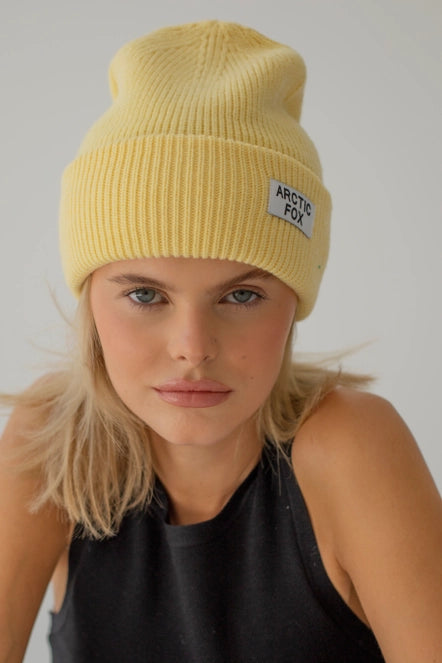 Recycled Bottle Beanie Hat - Lemon