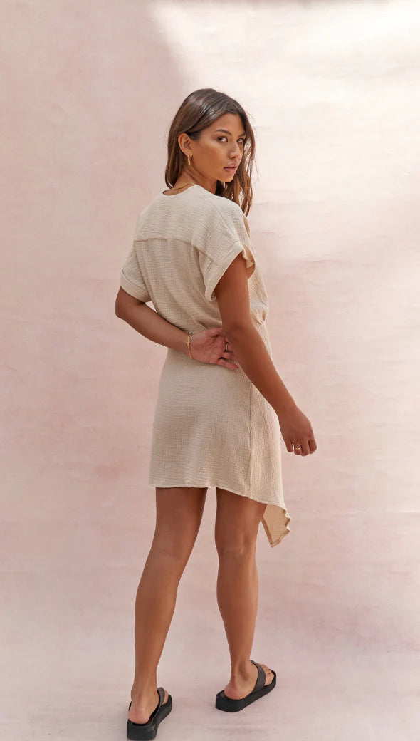 Silvia Wrap Dress in parchment