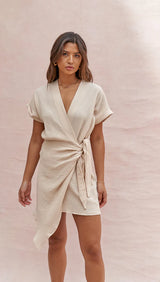 Silvia Wrap Dress in parchment