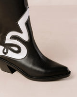 Mount Texas Black & White Leather Boots