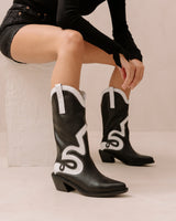 Mount Texas Black & White Leather Boots