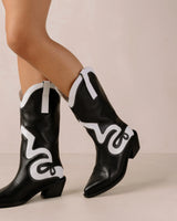 Mount Texas Black & White Leather Boots