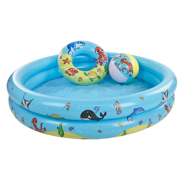 120cm Paddling Pool Set - Seaside