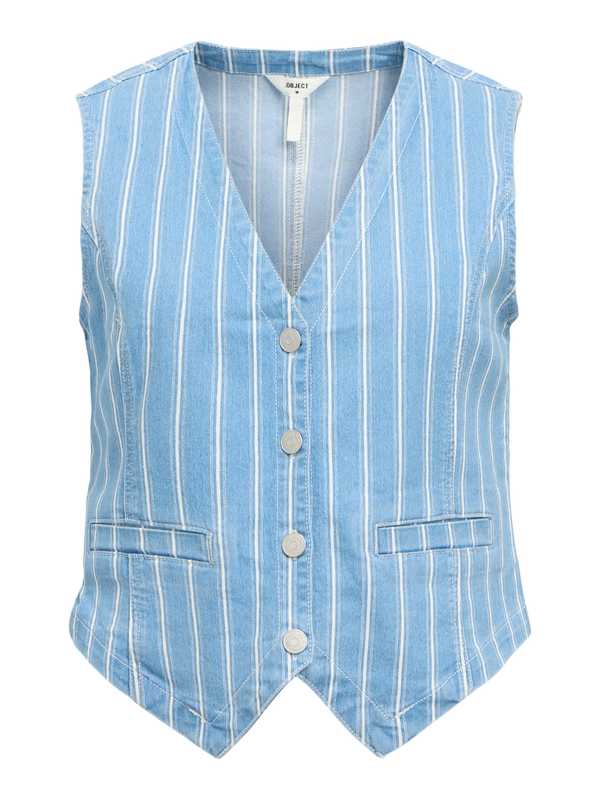 Light Blue Stripe Denim Waistcoat