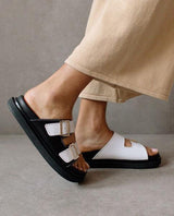 Buckle Strap Black & White Sandals