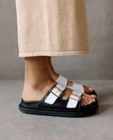 Buckle Strap Black & White Sandals