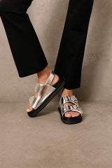 Harper Shimmer Silver Sandals - Bright White