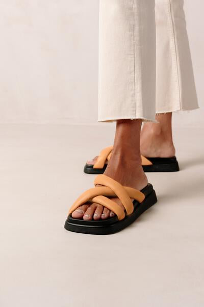 Slip On Cross Sandals - Tangy Orange