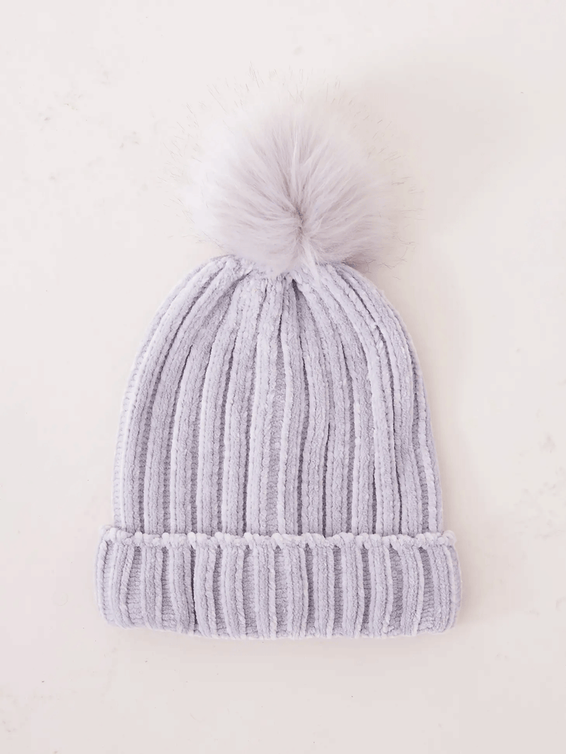 3-5y Kids Grey Pom Pom Hat