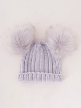 3-5y Kids Grey Pom Pom Hat