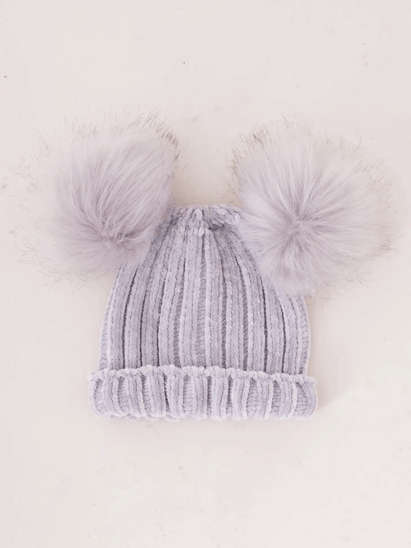 3-5y Kids Grey Pom Pom Hat