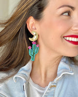 Desert Cactus Beaded Earrings