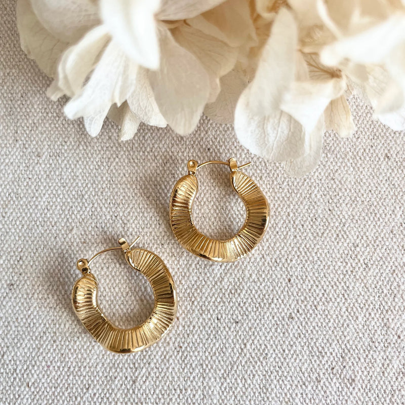Gold Wavy Hoops