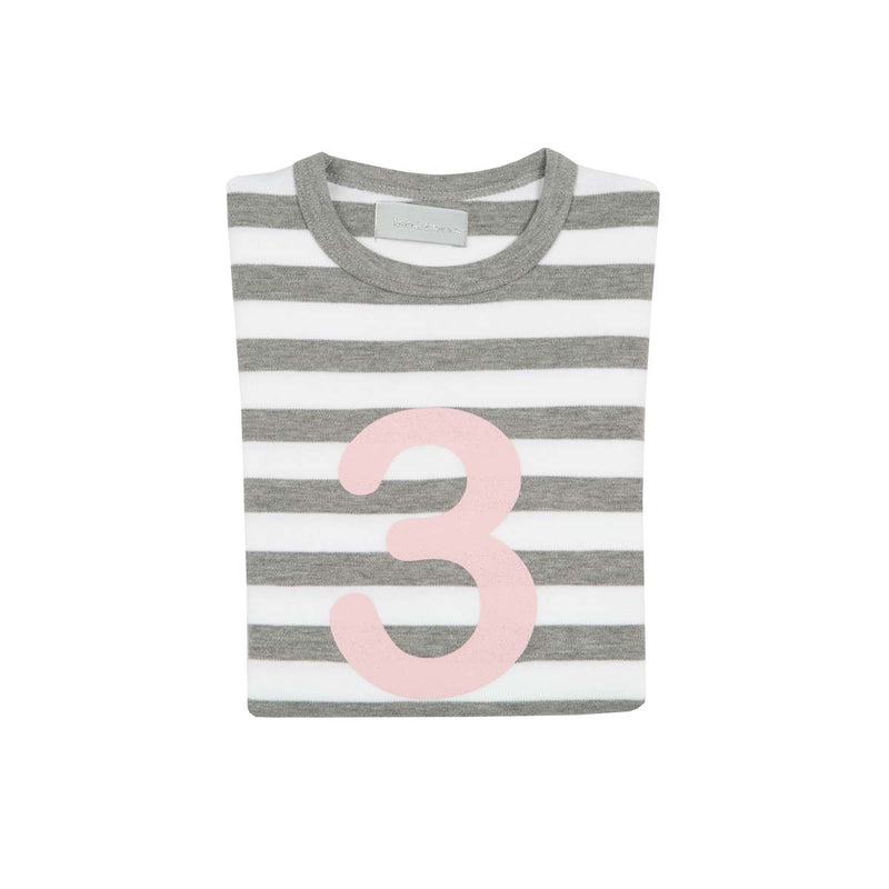 Grey Marl & Pink Number Tee 1-4