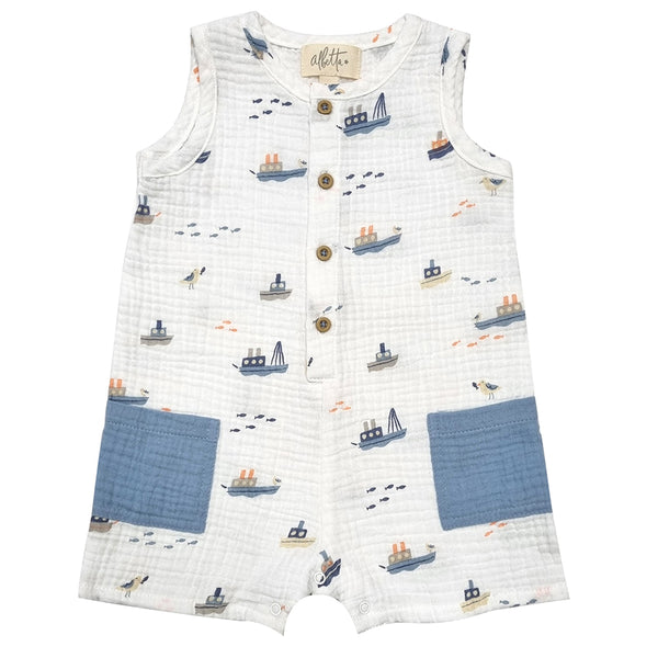Nautical Print Gauze Babygrow