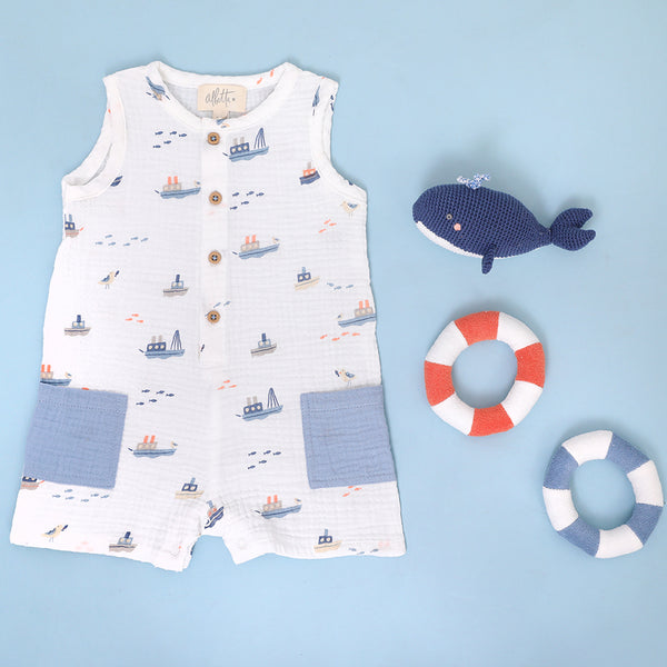 Nautical Print Gauze Babygrow