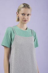 Long Silver Dress with Lurex