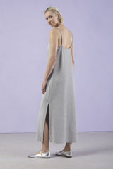 Long Silver Dress with Lurex