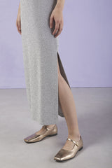 Long Silver Dress with Lurex