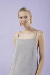 Long Silver Dress with Lurex