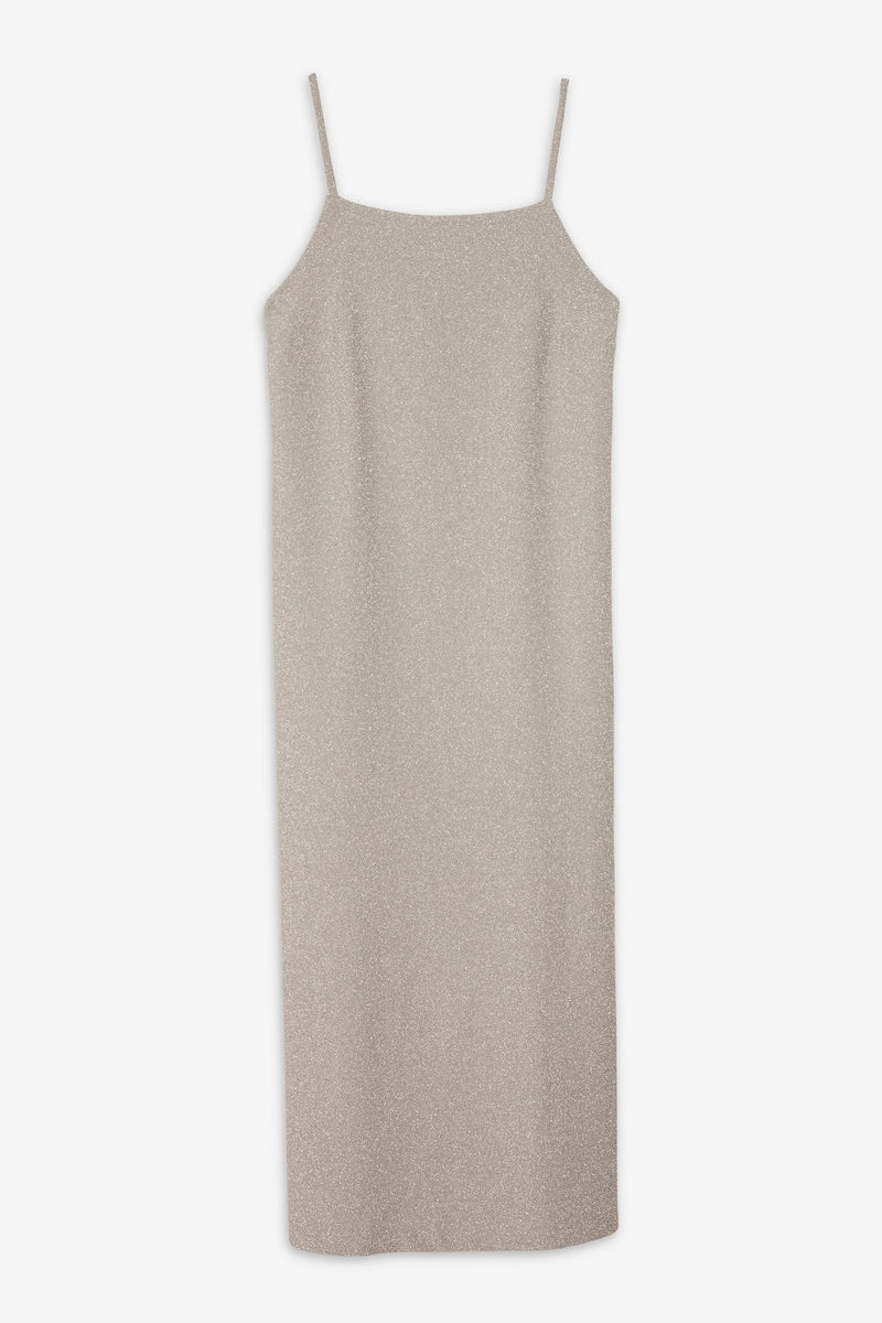Long Silver Dress with Lurex