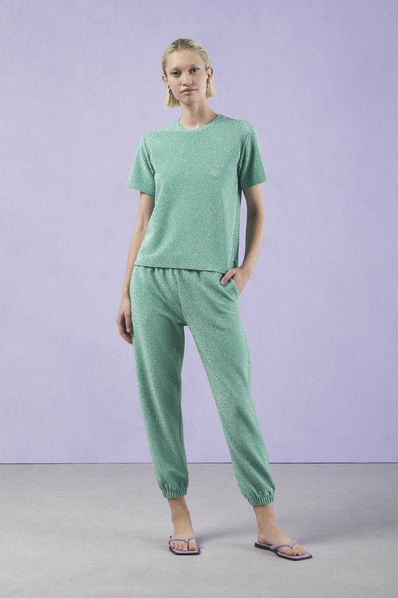 Sparkly Aqua T-Shirt with Lurex