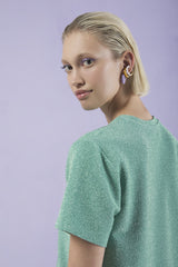 Sparkly Aqua T-Shirt with Lurex