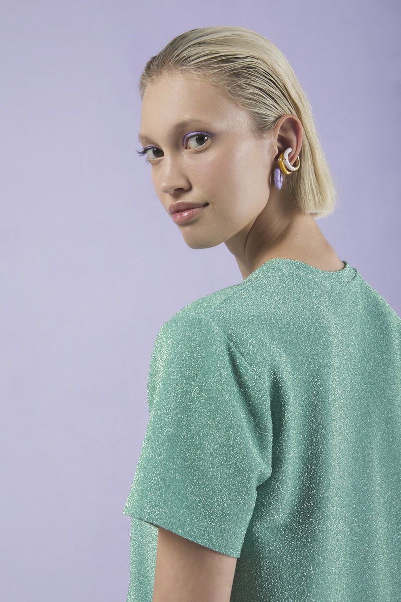 Sparkly Aqua T-Shirt with Lurex
