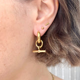 Gold Bar Hoop Earrings