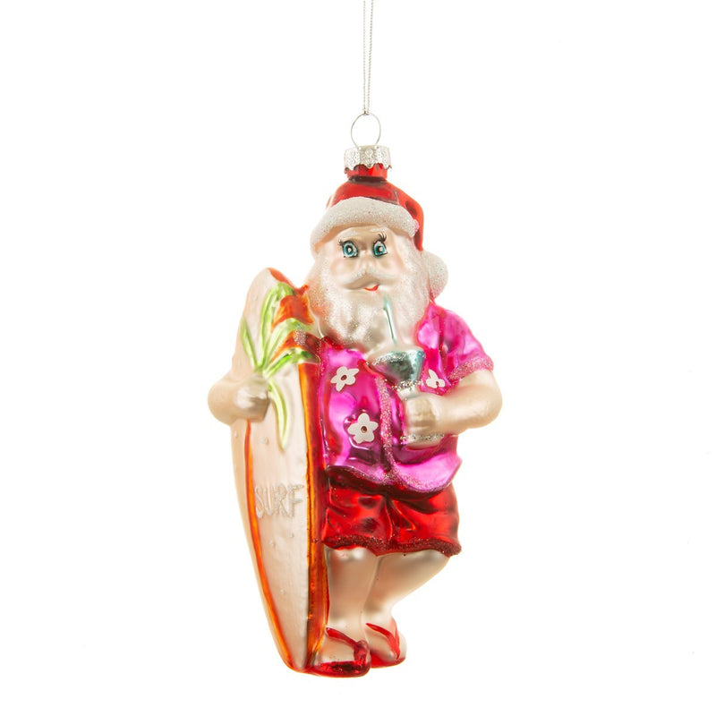 Surf Santa Shaped Bauble