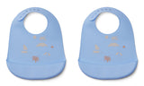 Seaside Blue Silicone Bib 2-Pack