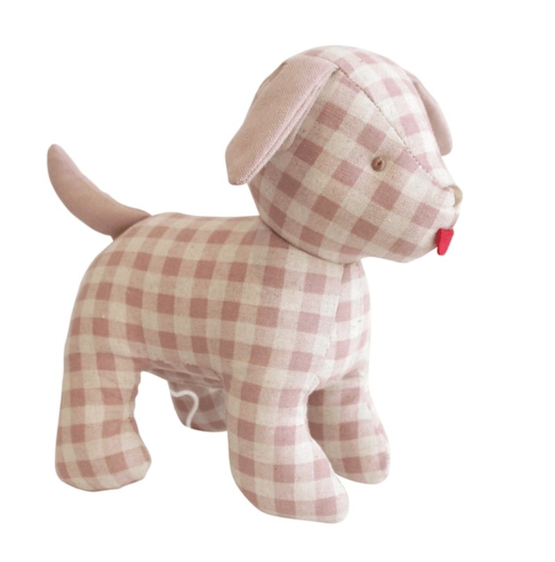 alimrose musical check linen puppy toy crane and kind