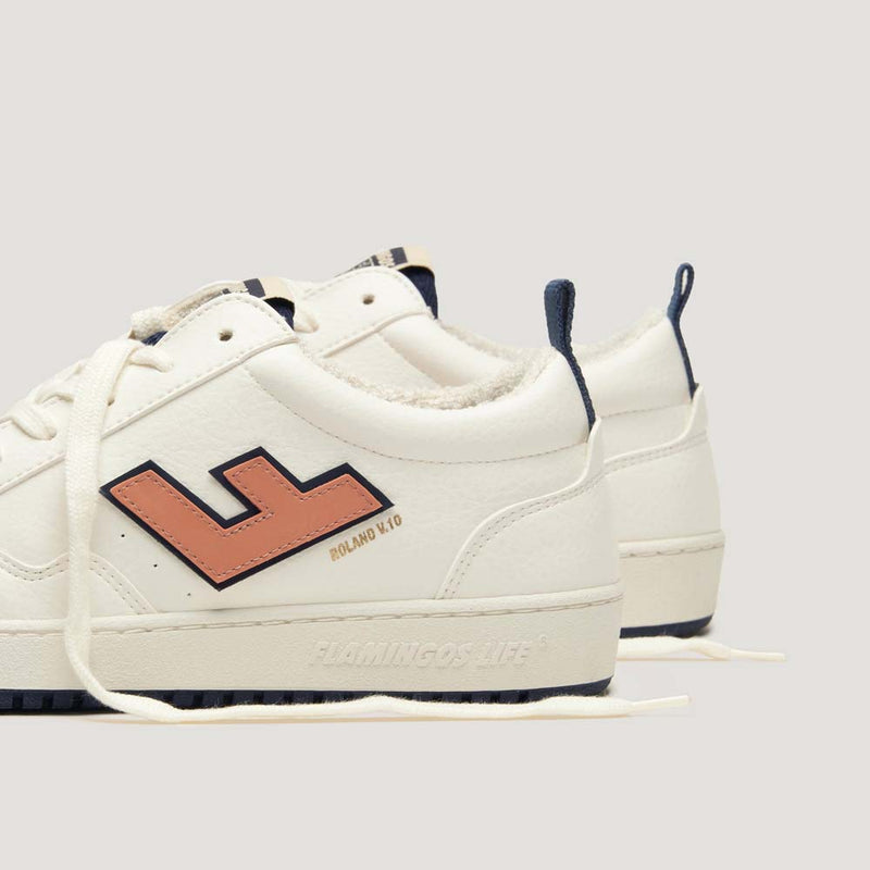 Roland v 10 Trainers - White, Coral Apricot & Navy