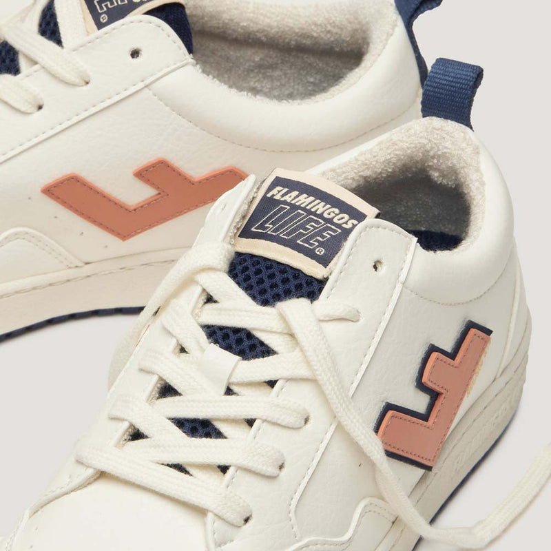 Roland v 10 Trainers - White, Coral Apricot & Navy