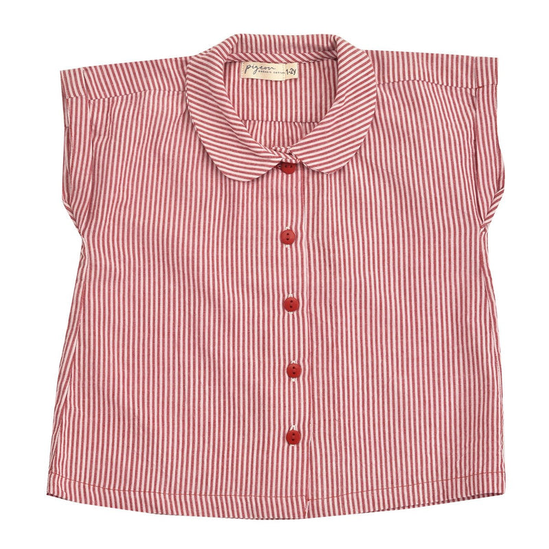 Red Peter Pan Collar Blouse by Pigeon at Crane and Kind