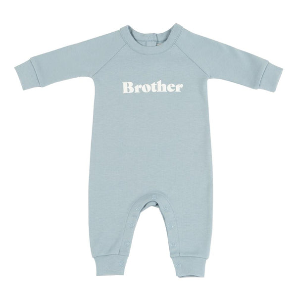 sky blue brother print all i one baby grow with poppers perfect for new siblinds from bob and blossom at crane and kind