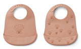 Sea Shell & Pale Tuscany Silicone Bib 2-Pack