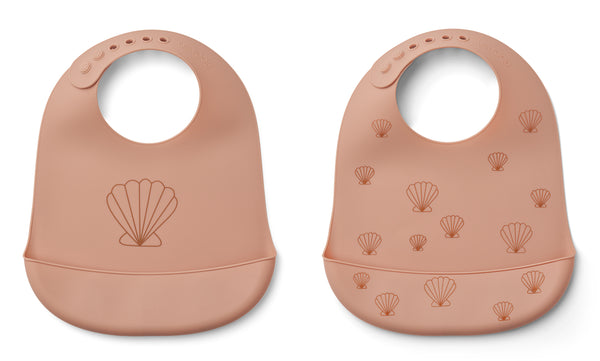 Sea Shell & Pale Tuscany Silicone Bib 2-Pack