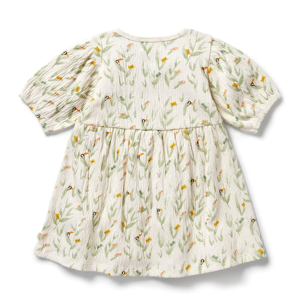 Crinkle Button Dress - Peek-a-boo