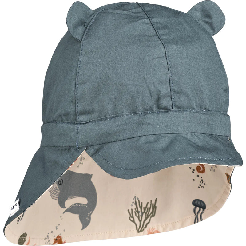 Gorm Reversible Sun Hat - Sea Creatures/Sandy