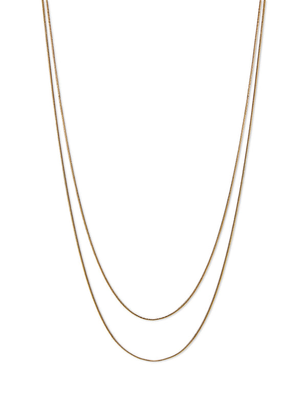 Gold Double Layer Slim Chain Necklace
