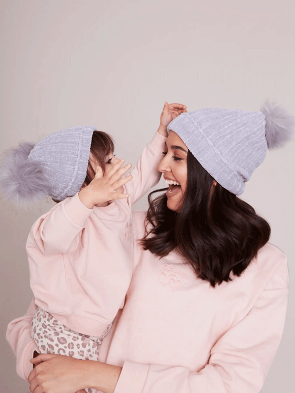 3-5y Kids Grey Pom Pom Hat