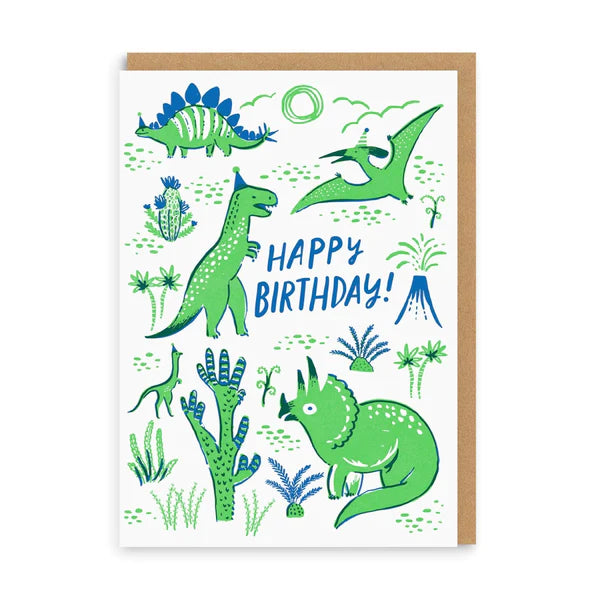 Happy Birthday Dino Party Card