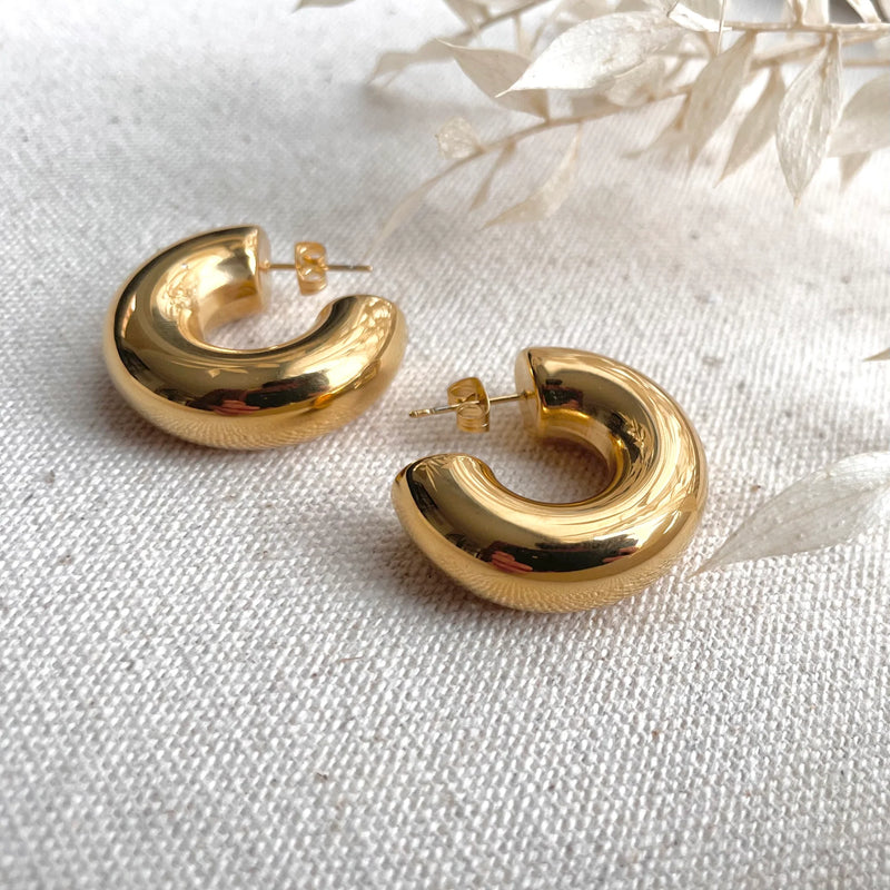 Lightweight Chunky Gold Hoop Earrings