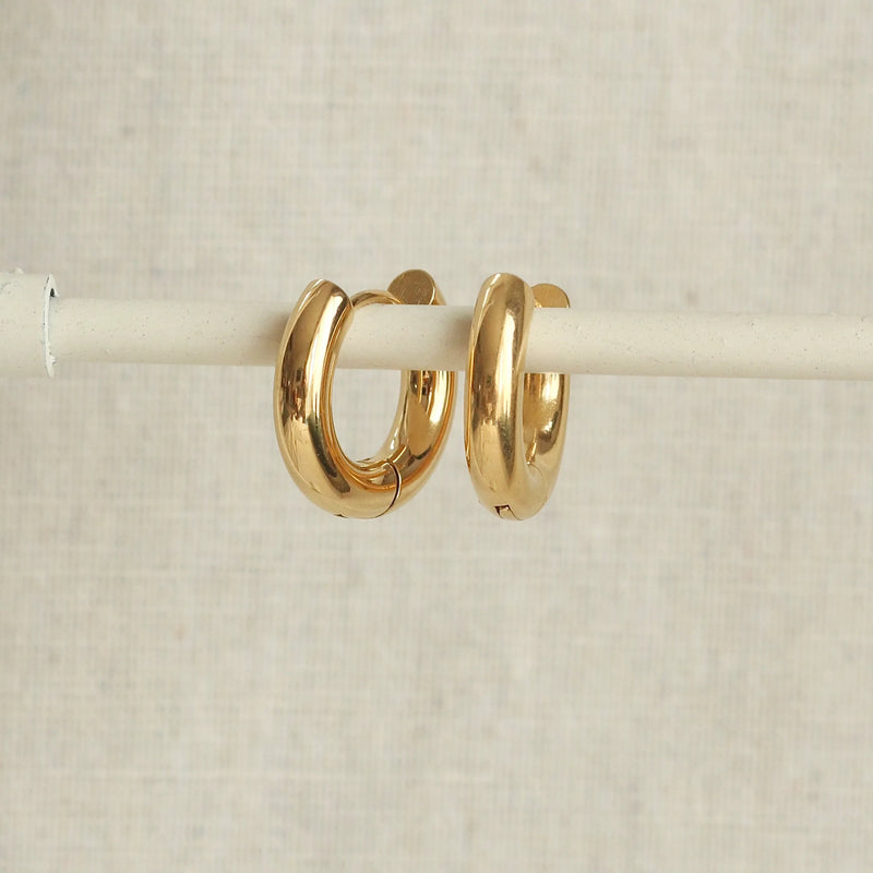 Gold Bar Hoop Earrings