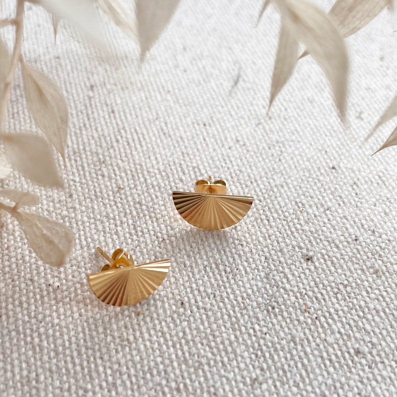 Gold Sunrise Crescent Studs