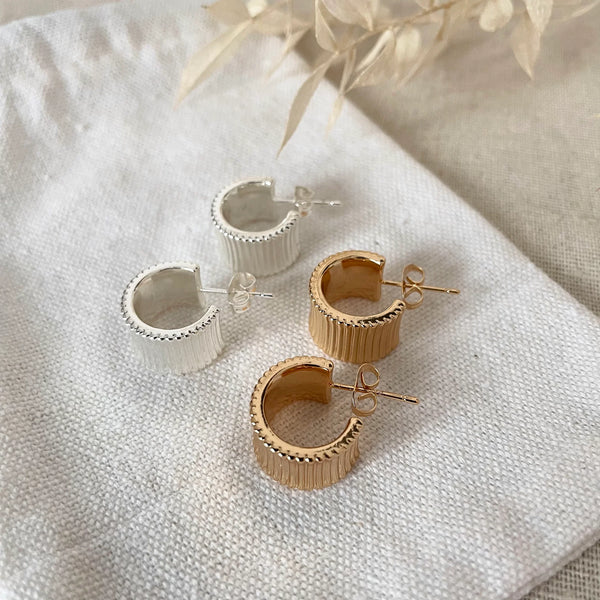 Reeded Hoops - Gold and Silver