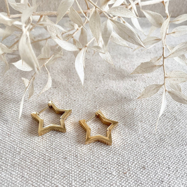 Minimal Star Hoop Earrings