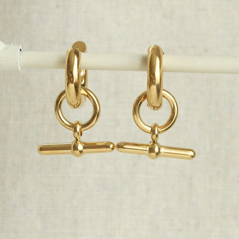 Gold Bar Hoop Earrings